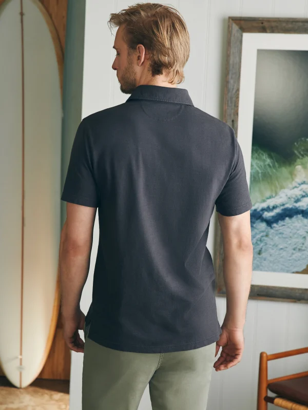 Polo Shirts | T-Shirts & Henleys | Faherty Brand Sunwashed T-Shirt Polo - Washed Black