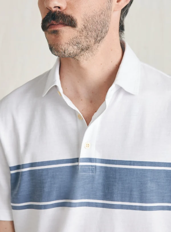 Polo Shirts | T-Shirts & Henleys | Faherty Brand Sunwashed T-Shirt Polo - White Surf Stripe