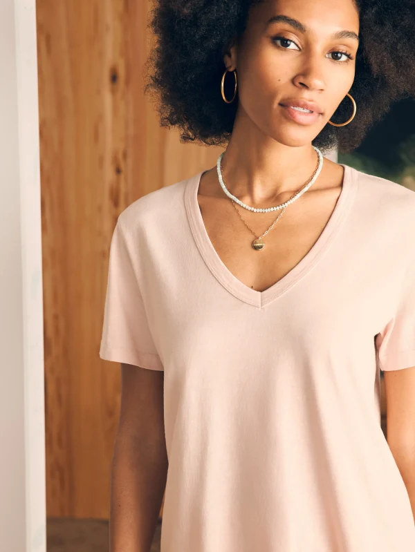 T-Shirts | Faherty Brand Sunwashed V-Neck Tee - Peach Whip