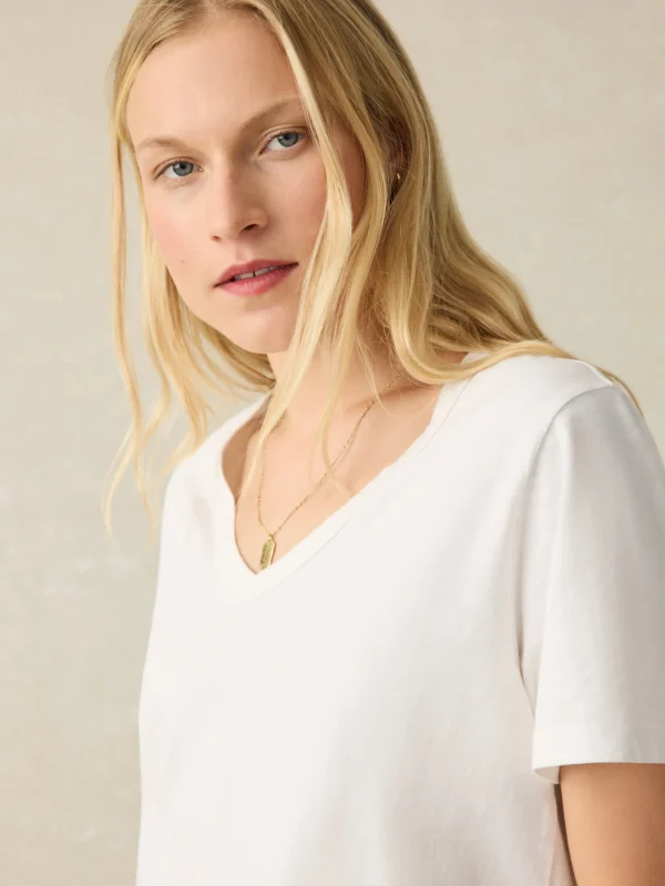 T-Shirts | Faherty Brand Sunwashed V-Neck Tee - White