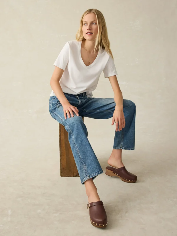 T-Shirts | Faherty Brand Sunwashed V-Neck Tee - White