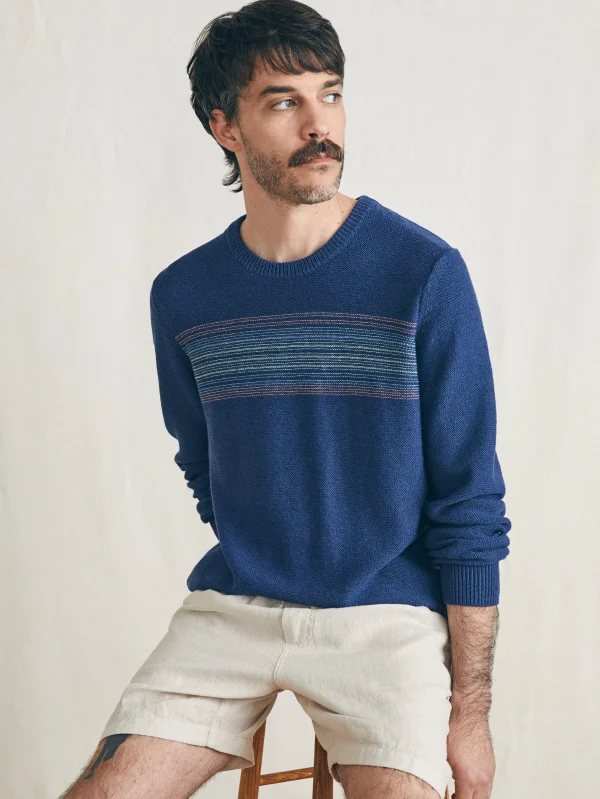 Sweaters | Faherty Brand Surf Stripe Crew Sweater - Navy Sea Sunset