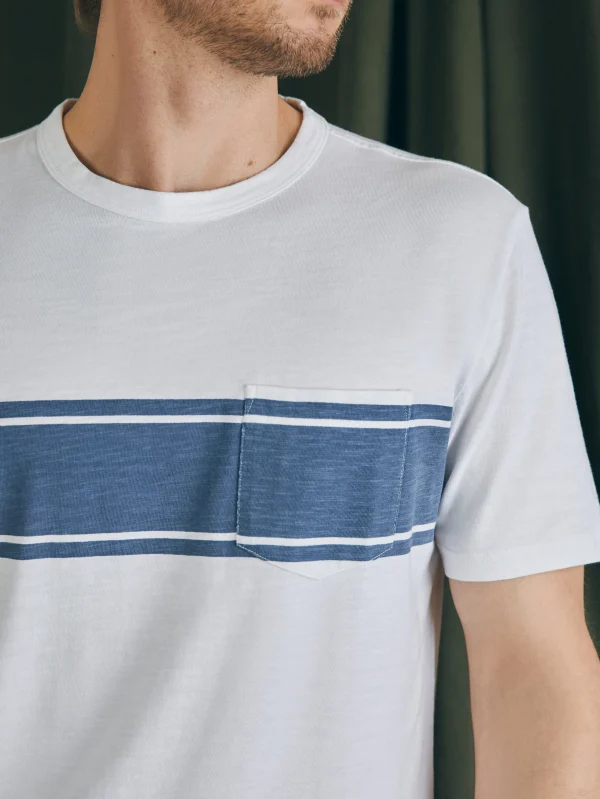 T-Shirts & Henleys | Faherty Brand Surf Stripe Sunwashed Pocket Tee - White