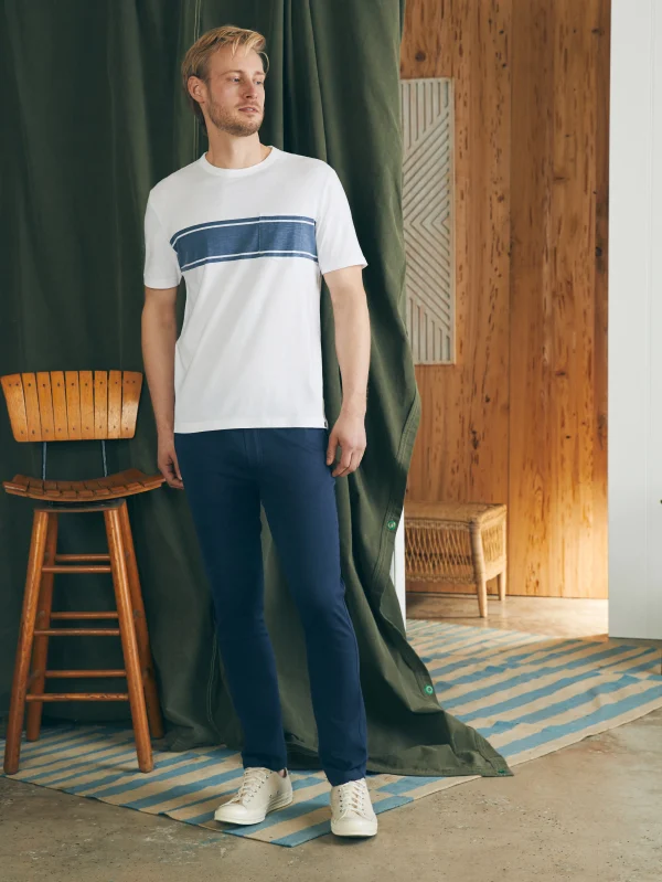 T-Shirts & Henleys | Faherty Brand Surf Stripe Sunwashed Pocket Tee - White