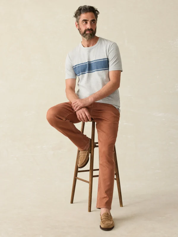 T-Shirts & Henleys | Faherty Brand Surf Stripe Sunwashed Pocket Tee - Heather Grey