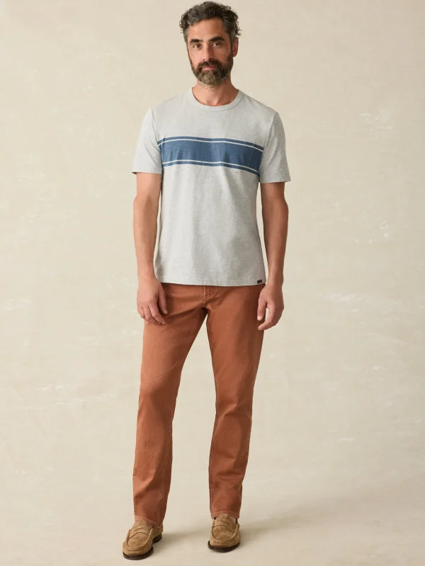 T-Shirts & Henleys | Faherty Brand Surf Stripe Sunwashed Pocket Tee - Heather Grey