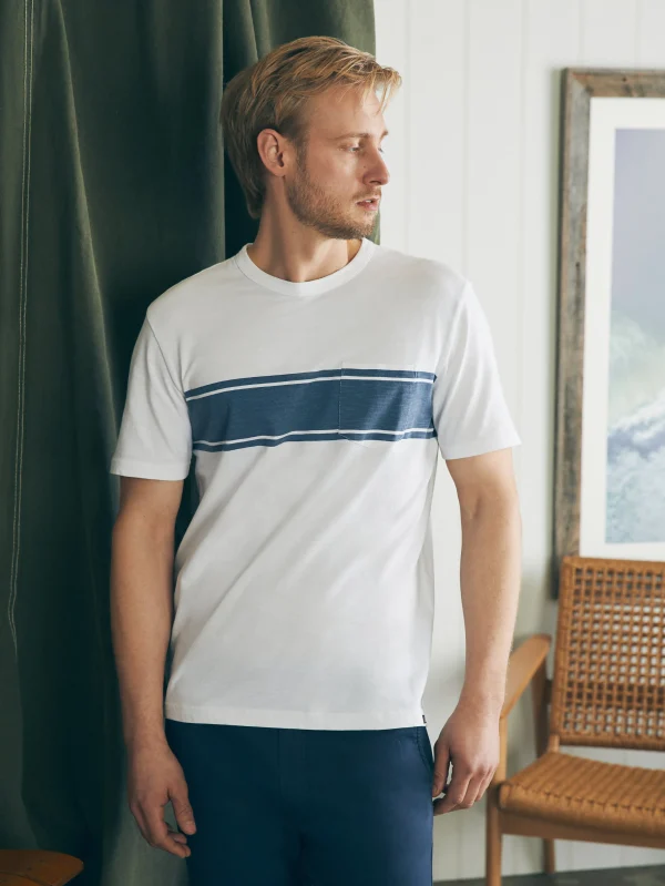 T-Shirts & Henleys | Faherty Brand Surf Stripe Sunwashed Tee (Tall) - White