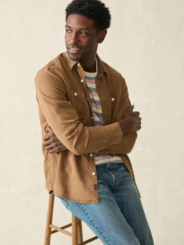 Shirts | Faherty Brand Tried & True Chambray Workshirt - Sahara Khaki