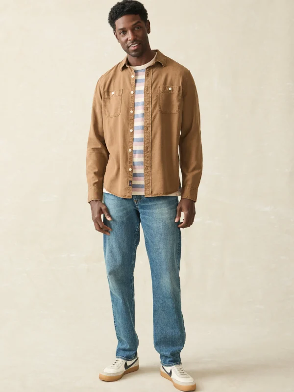 Shirts | Faherty Brand Tried & True Chambray Workshirt - Sahara Khaki