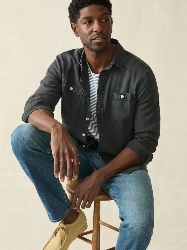 Shirts | Faherty Brand Tried & True Chambray Workshirt - Durango Black