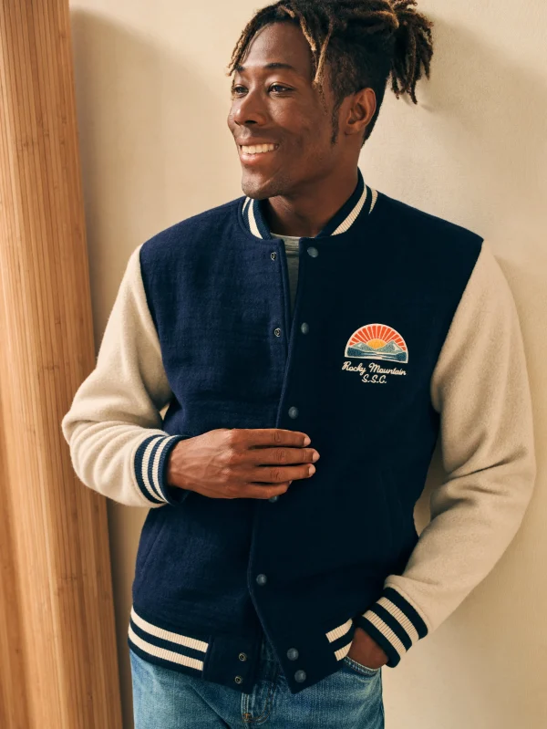 Jackets & Vests | Faherty Brand Varsity Jacket - Navy