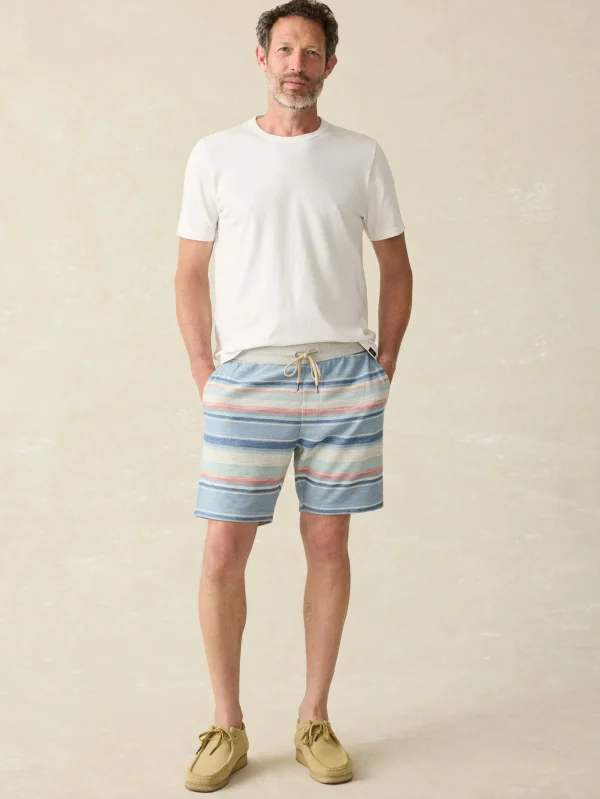 Shorts | Lounge | Faherty Brand Whitewater Stripe Sweatshort - Pacific Rise Stripe