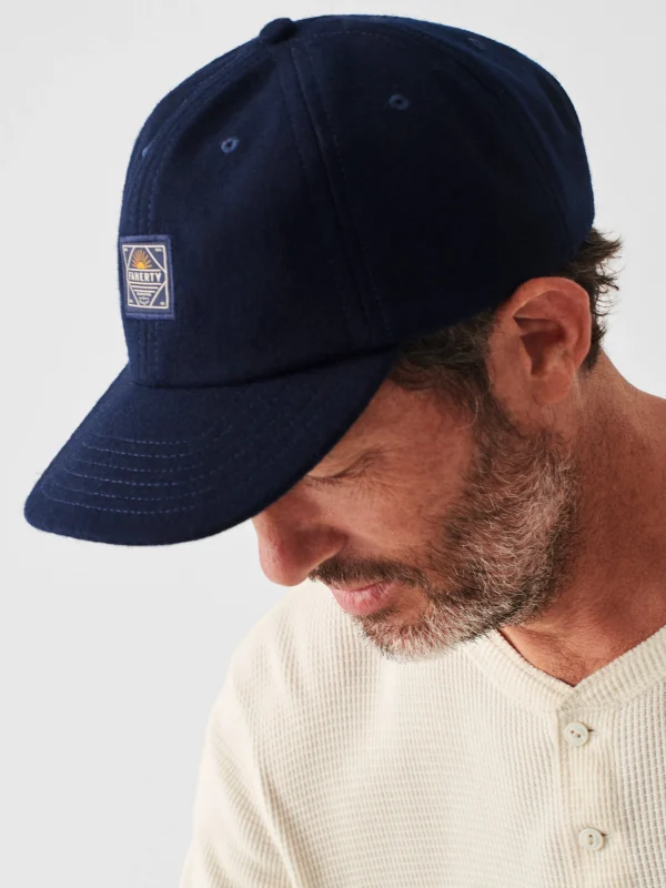 Hats | Faherty Brand Wool Baseball Hat - Navy Heather